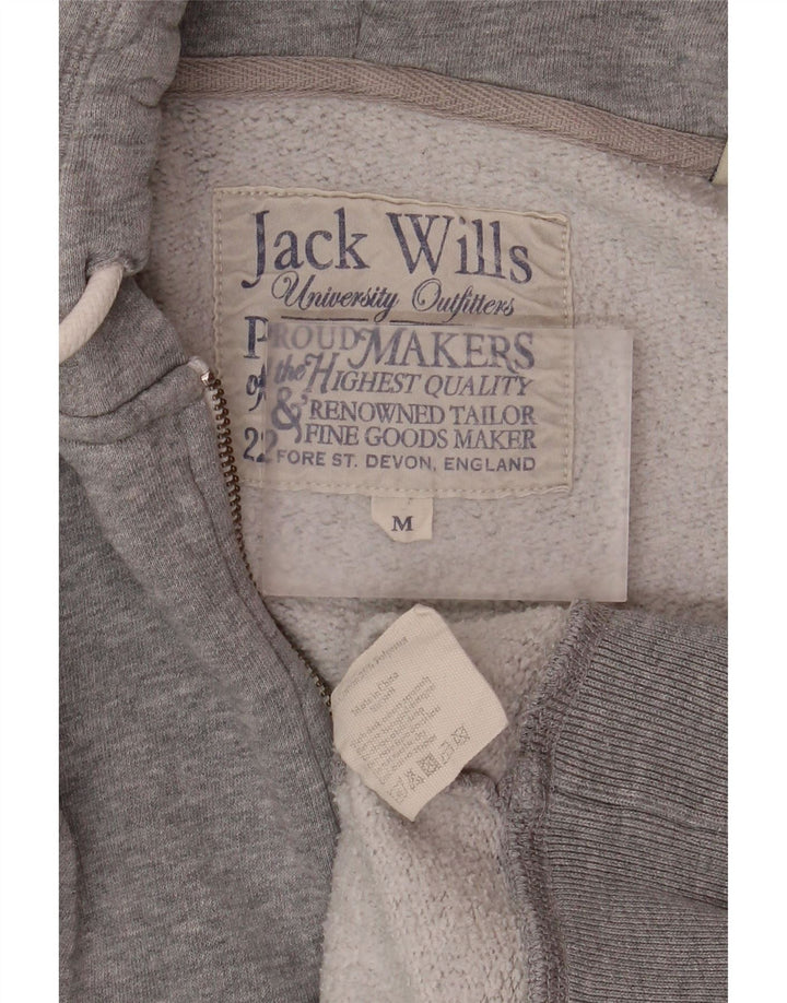 Maglione con cappuccio e zip grafica da uomo Jack Wills in cotone grigio medio