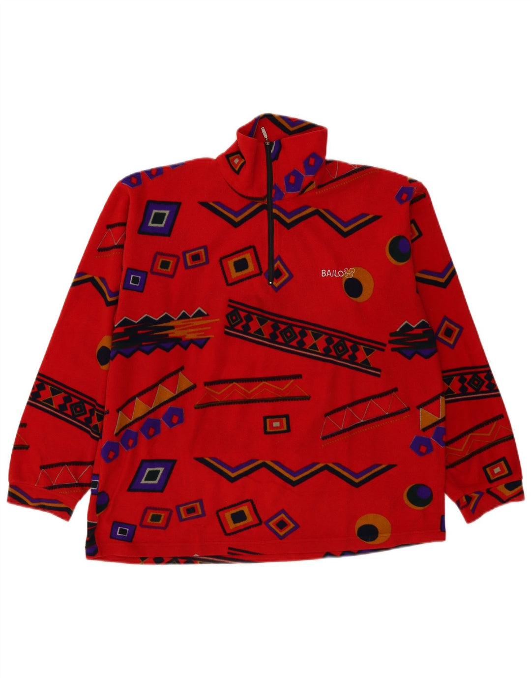 Bailo Mens Zip Neck Fleece Jumper XL Red Geometric