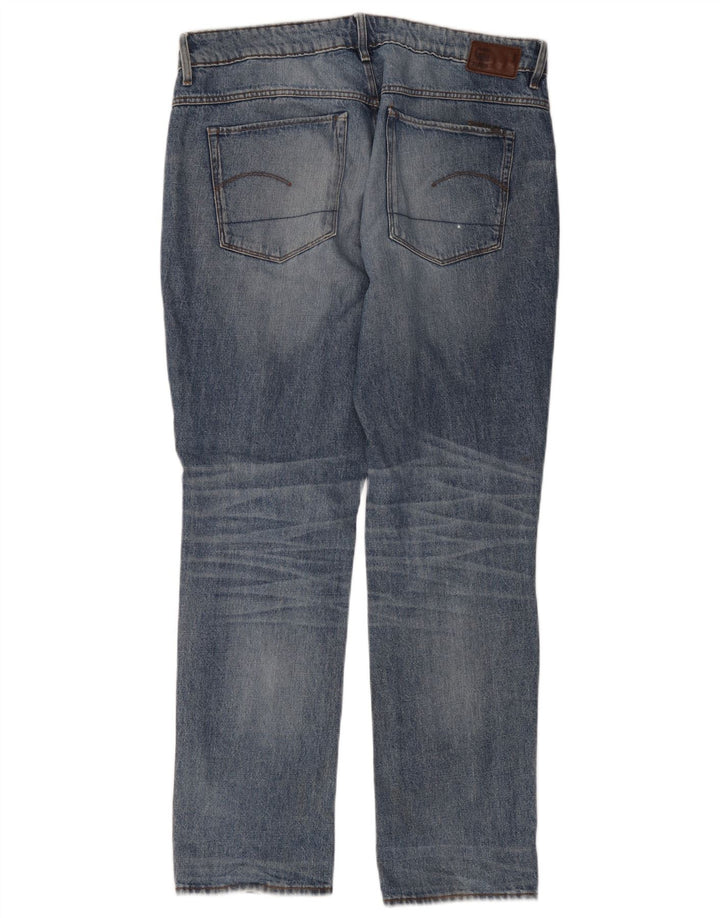 G-Star Womens Distressed Straight Jeans W32 L32 Blue Cotton