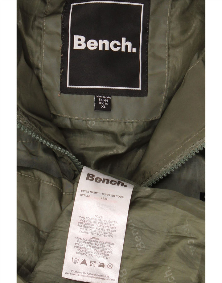 Cappotto imbottito oversize con cappuccio da donna Bench UK 16 grande poliestere kaki