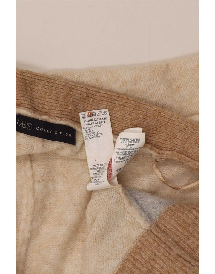 Marks & Spencer Womens Longline Cardigan Sweater UK 16 Large Beige