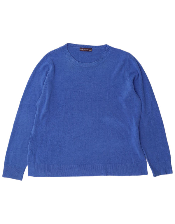 Marks & Spencer Dame Boat Neck Jumper Sweater UK 18 XL Blå Akryl