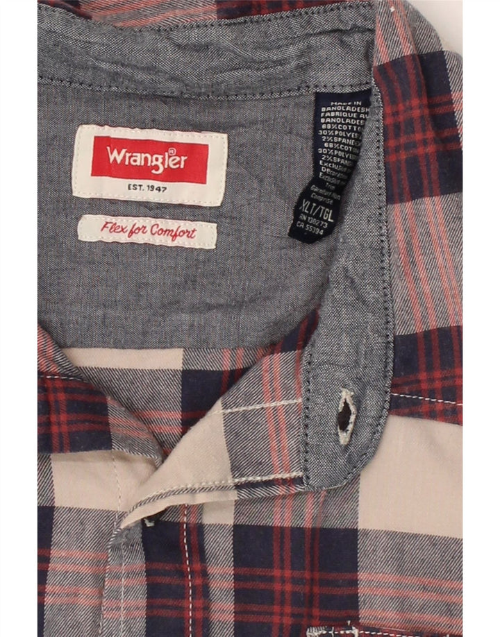 WRANGLER Mens Flannel Shirt XL Navy Blue Check Cotton Vintage Wrangler and Second-Hand Wrangler from Messina Hembry 