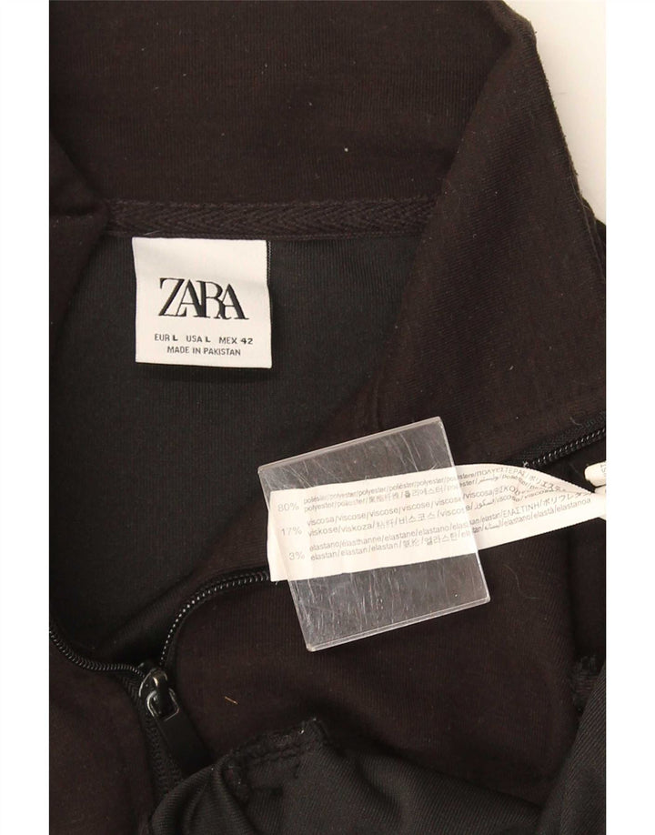 Zara træningsdragt topjakke til kvinder UK 16 Stor sort polyester