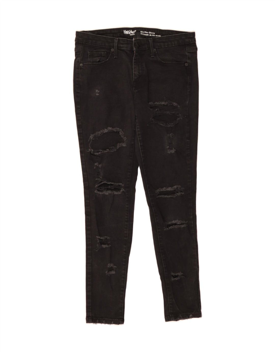 MOSSIMO Womens Mid Rise Distressed Skinny Jeans US 8 Medium W30 L29 Black Vintage Mossimo and Second-Hand Mossimo from Messina Hembry 