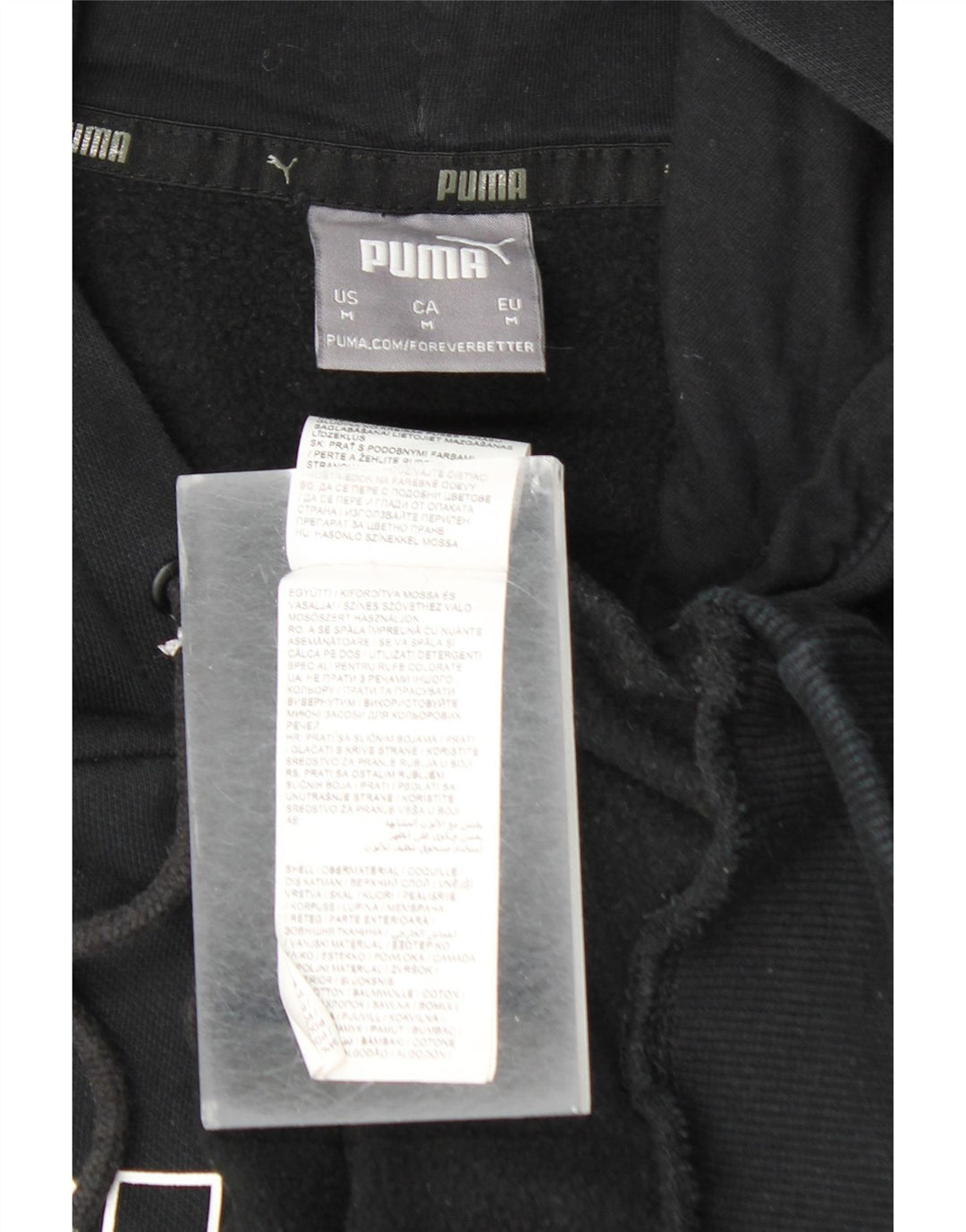 PUMA Mens Graphic Hoodie Jumper Medium Black Cotton