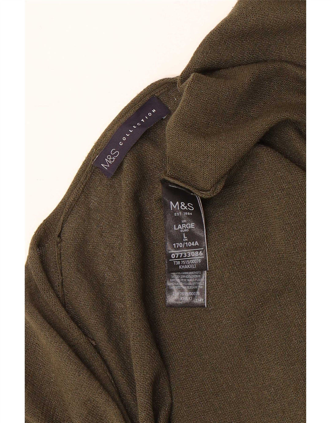 Marks & Spencer Womens Longline Open Cardigan Sweater UK 16 Large Khaki