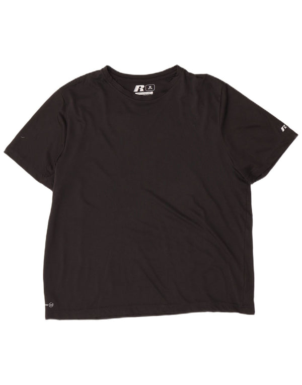 Russell Athletic Mens Dri-Power T-Shirt Top UK 38/40 Medium Black Polyester