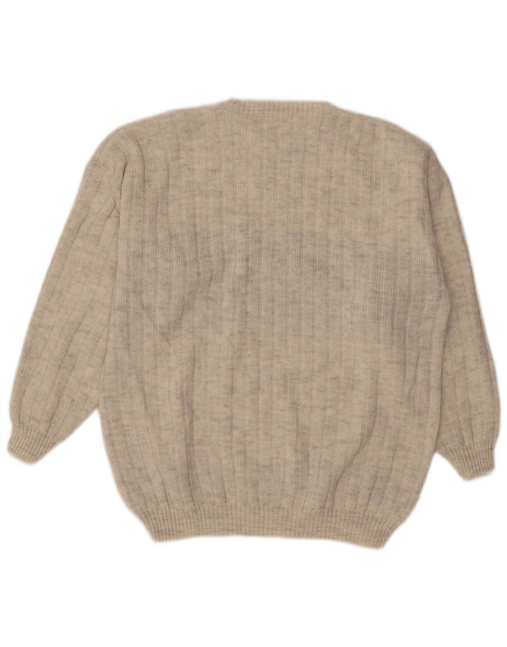 Vintage Mens Crew Neck Jumper Sweater XL Grey Argyle/Diamond