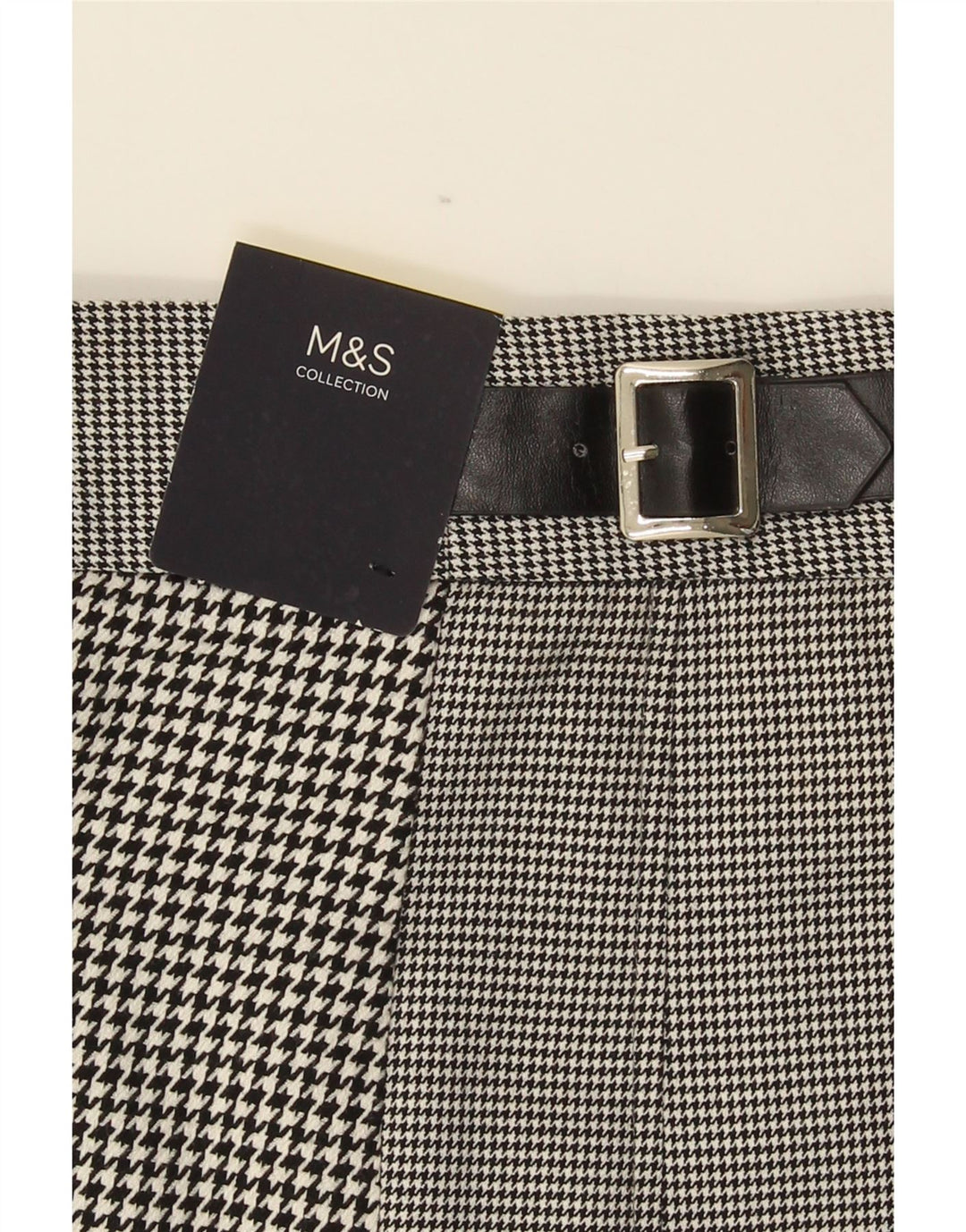 Marks & Spencer Womens Pleated Skirt UK 16 Large W34 Black Houndstooth