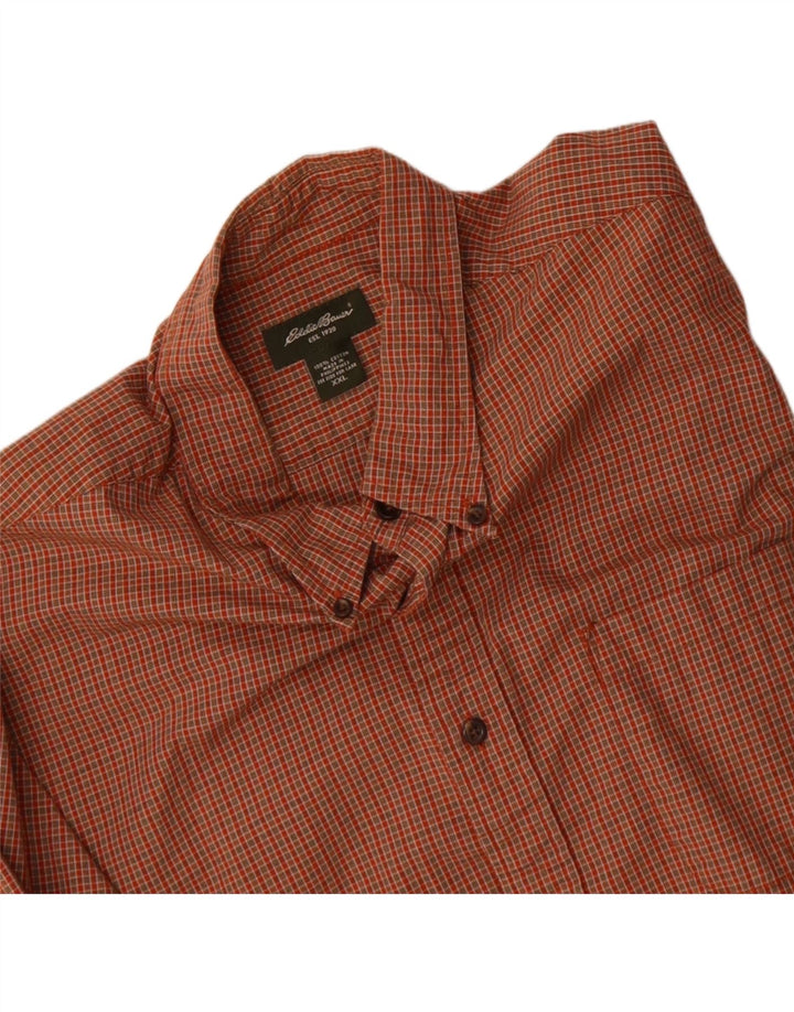 EDDIE BAUER Mens Shirt 2XL Orange Check Cotton Vintage Eddie Bauer and Second-Hand Eddie Bauer from Messina Hembry 