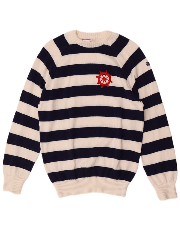 Maglione da donna con scollo a barca Nuova Moda IT 50 XL a righe blu navy
