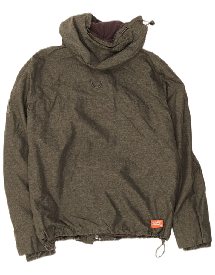 Superdry Mens Hooded Windbreaker Jacket UK 38 Medium Khaki Nylon