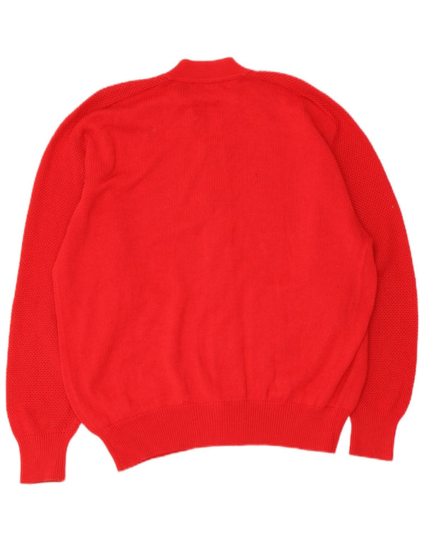Vintage Mens Cardigan Sweater Large Red Cotton