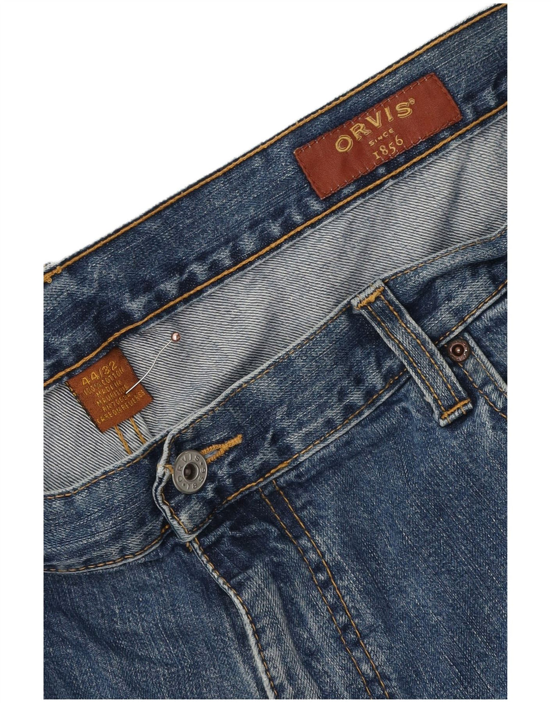 Orvis Mens Straight Jeans W44 L30 Blue Cotton
