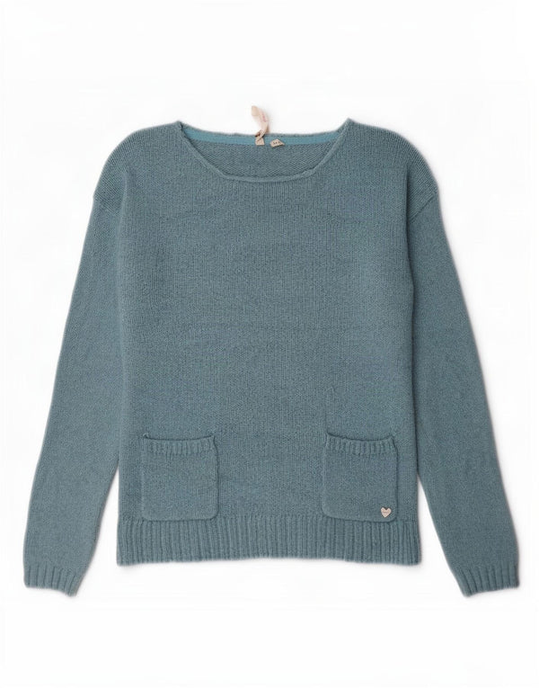 White Stuff Womens Boat Neck Jumper Sweater UK 12 Medium Blue Viscose