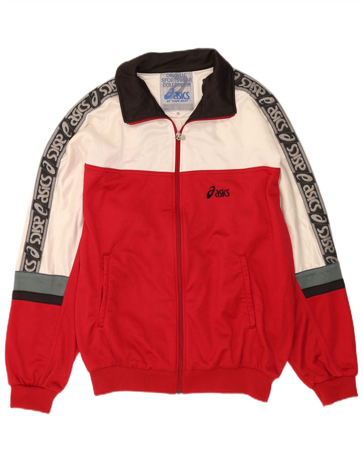 Asics Mens Graphic Tracksuit Top Jacket IT 56 XL Red Colourblock
