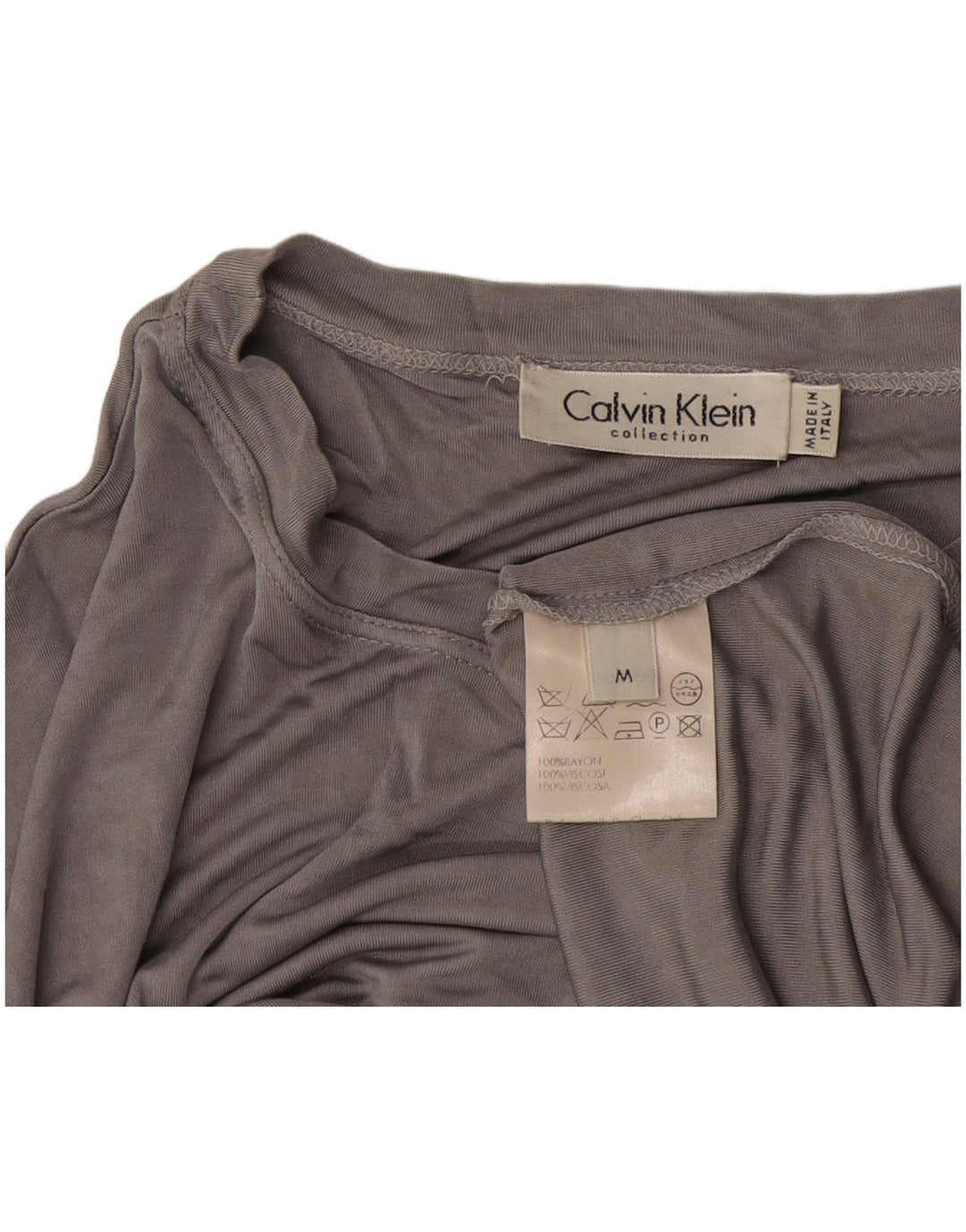 Calvin Klein Dame Crop T-Shirt Top UK 14 Medium Grey Rayon