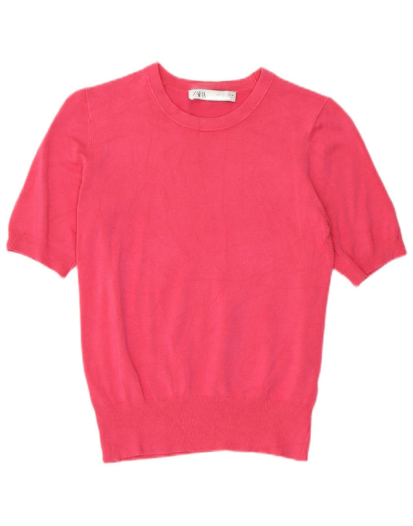 Zara Womens Crop T-Shirt Top UK 10 Small Pink