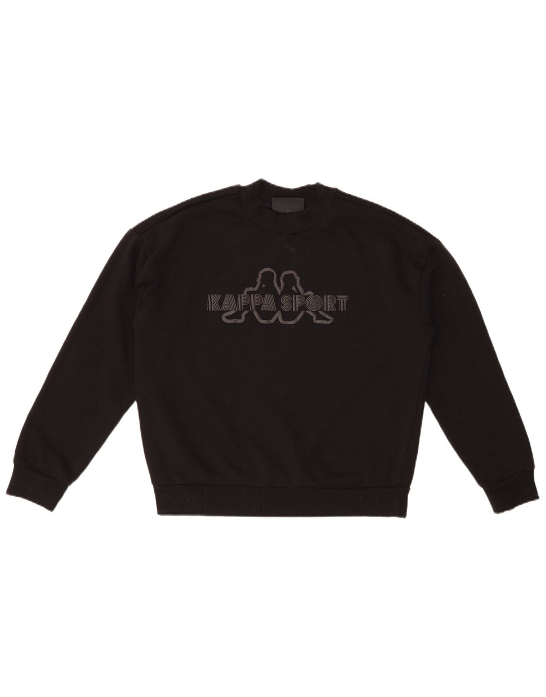 KAPPA Womens Graphic Oversized Sweatshirt Jumper UK 10 Small Black Cotton