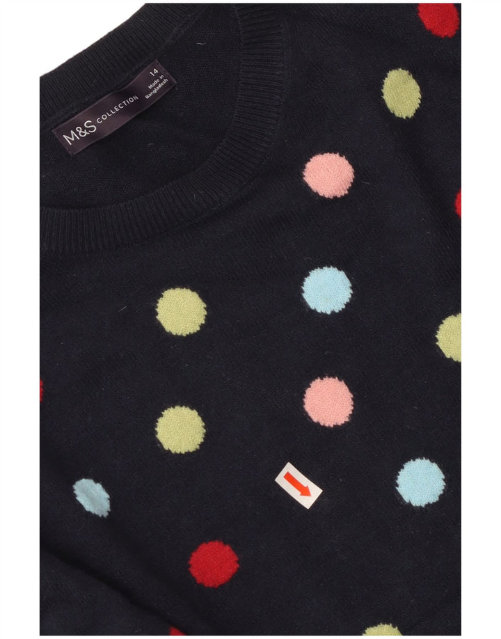 MARKS & SPENCER Womens Crew Neck Jumper Sweater UK 14 Medium Navy Blue