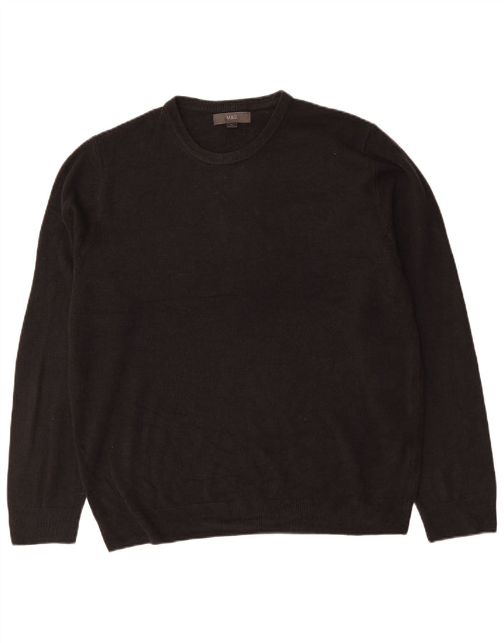 Marks & Spencer Mens Crew Neck Jumper Sweater XL Black Acrylic