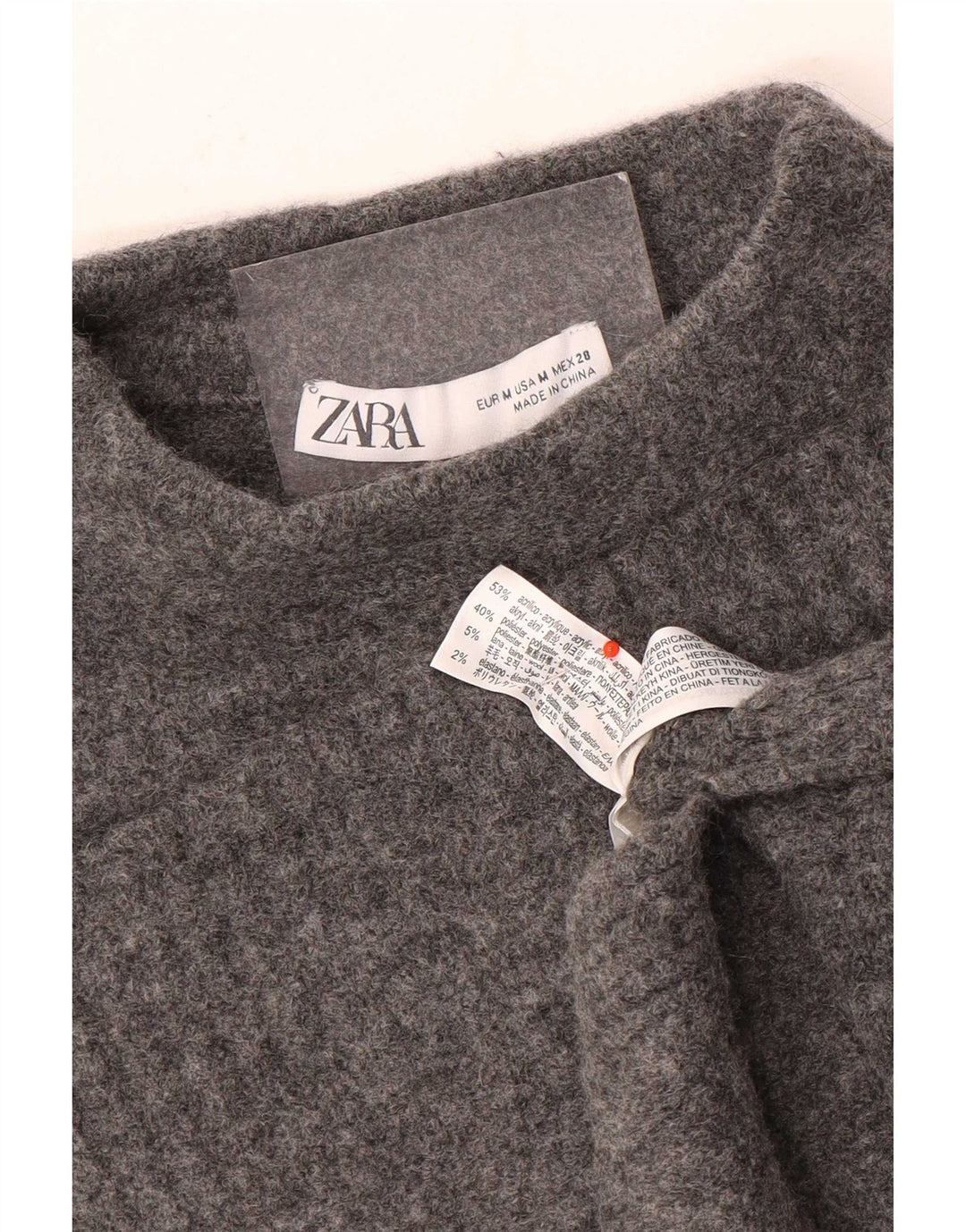 Zara Womens Crop Turtle Neck Jumper Sweater UK 14 Medium Grey Akryl