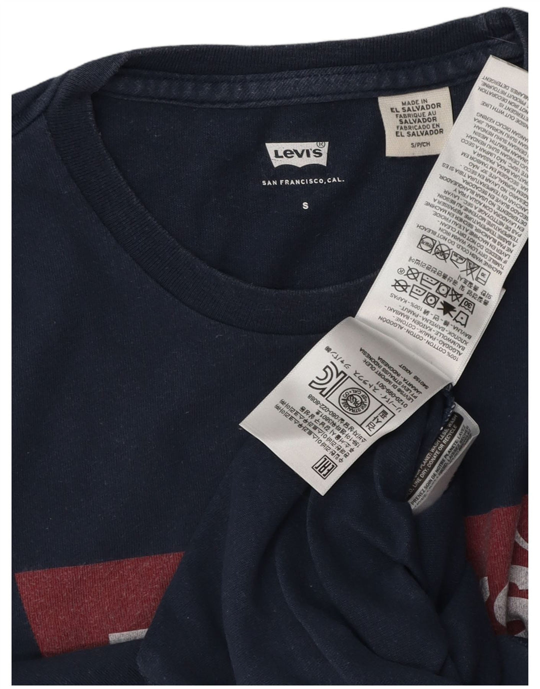 Levi's Mens Graphic T-Shirt Top Small Navy Blue Cotton