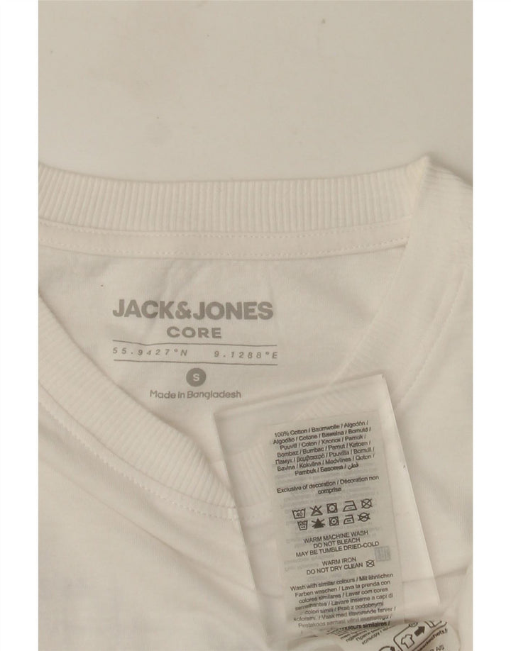 Jack & Jones Mens Graphic T-Shirt Top Small White Cotton