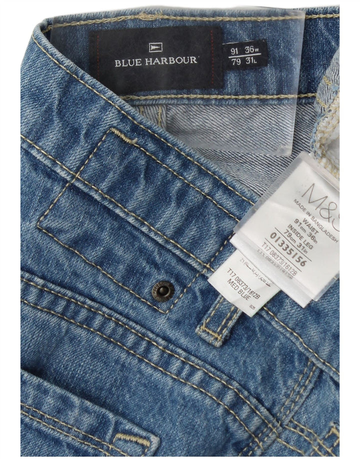 Marks & Spencer Herren Blue Harbor Straight Jeans W36 L31 Blaue Baumwolle
