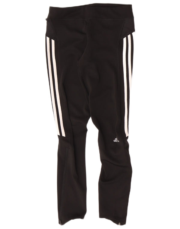 Adidas Dame Capri Leggings UK 8 Small Sort Stribet Polyester Sports