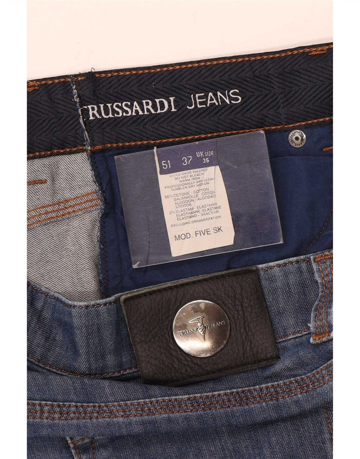 Trussardi Mens Slim Jeans W35 L30 Azul Algodão