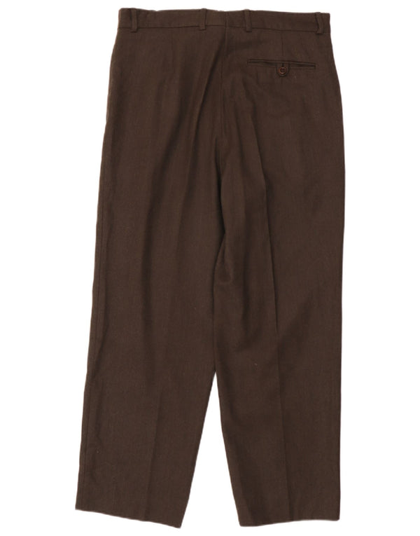 Massimo Dutti Mens Pegged Suit Trousers EU 44 Large W34 L28 Brown Wool