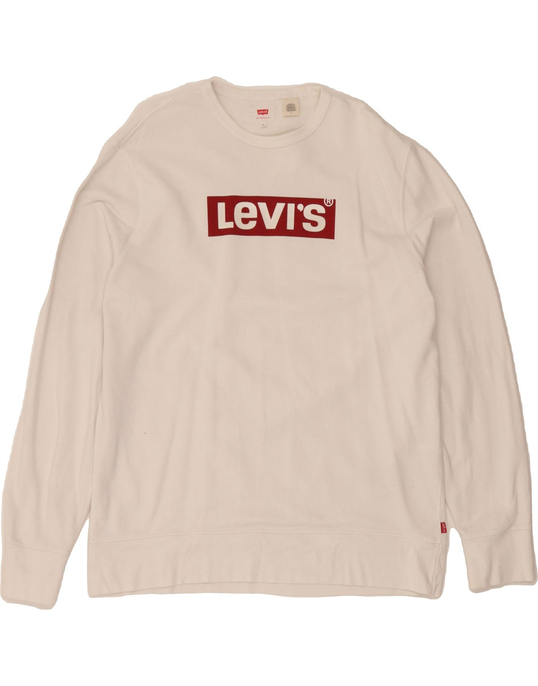 LEVI'S Mens Graphic Sweatshirt Jumper Medium White Cotton Vintage Levi's and Second-Hand Levi's from Messina Hembry 