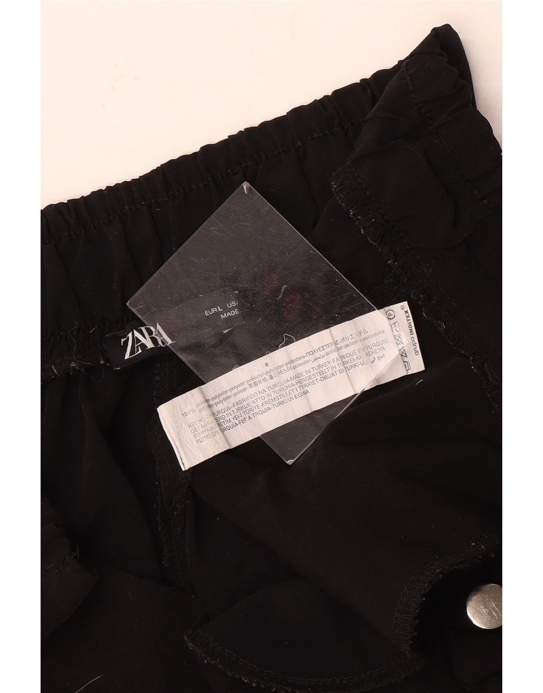 ZARA Womens Joggers Cargo Trousers Large W3 Black Polyester