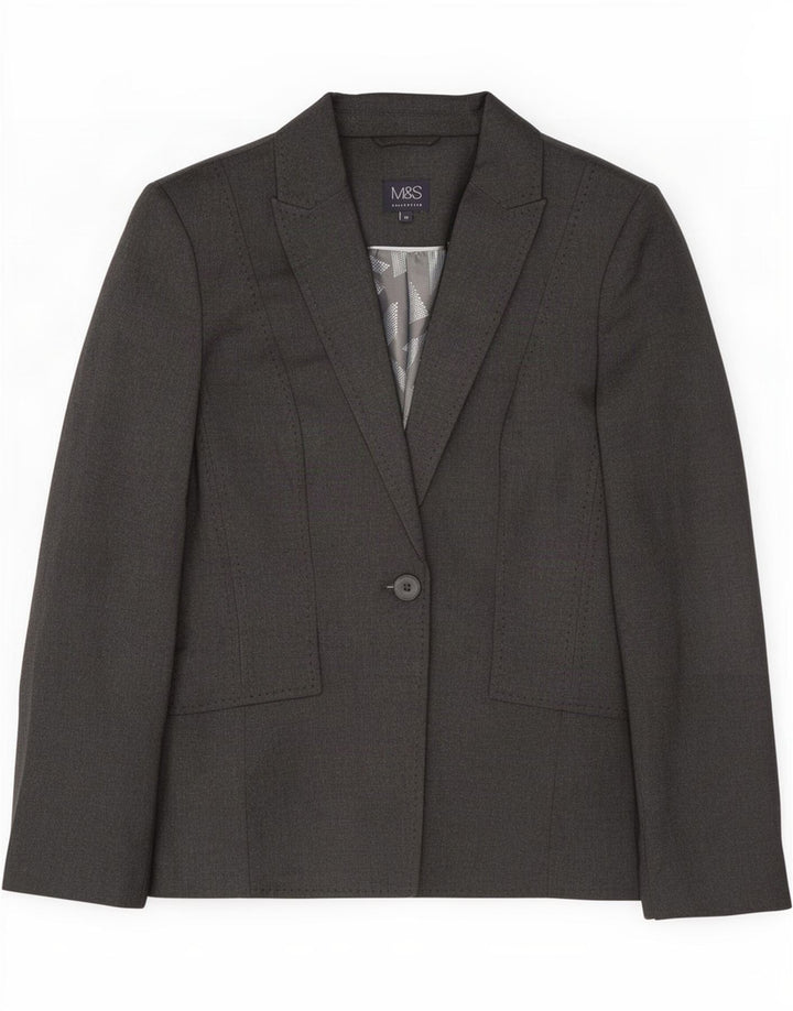 Marks & Spencer Γυναικείο μπλέιζερ 1 κουμπιού μπουφάν UK 10 Small Grey Polyester