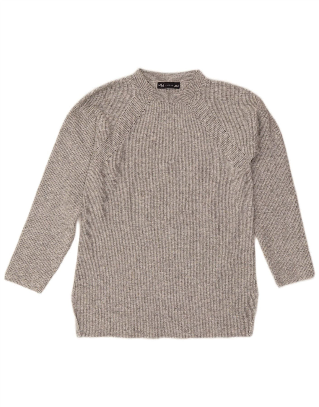 Maglione maglione girocollo da donna Marks & Spencer UK 10 piccolo grigio chiazzato