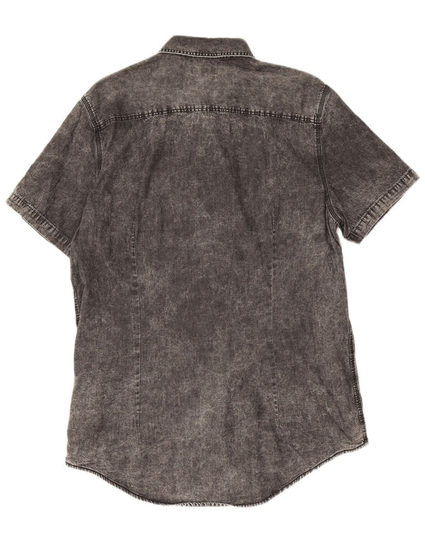Calvin Klein Jeans Chemise en jean coupe slim à manches courtes pour homme XL Gris Coton