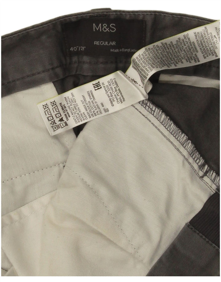 Marks & Spencer Mens Regular Chino Trousers W40 L29 Grey Cotton
