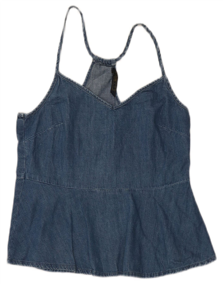 Zara Mujer Denim Cami Top Reino Unido 40 Azul Medio