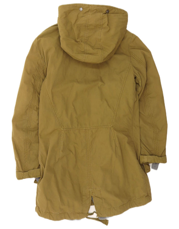 Vintage Sherpa Parkajakke med hætte til kvinder EU 40 Medium Khaki Bomuld