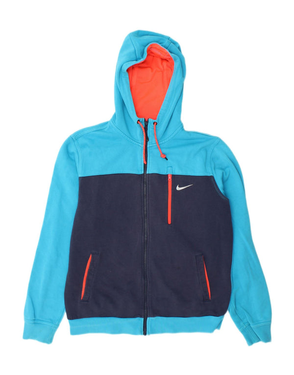 Nike Sweat à capuche zippé en coton color block bleu moyen pour homme