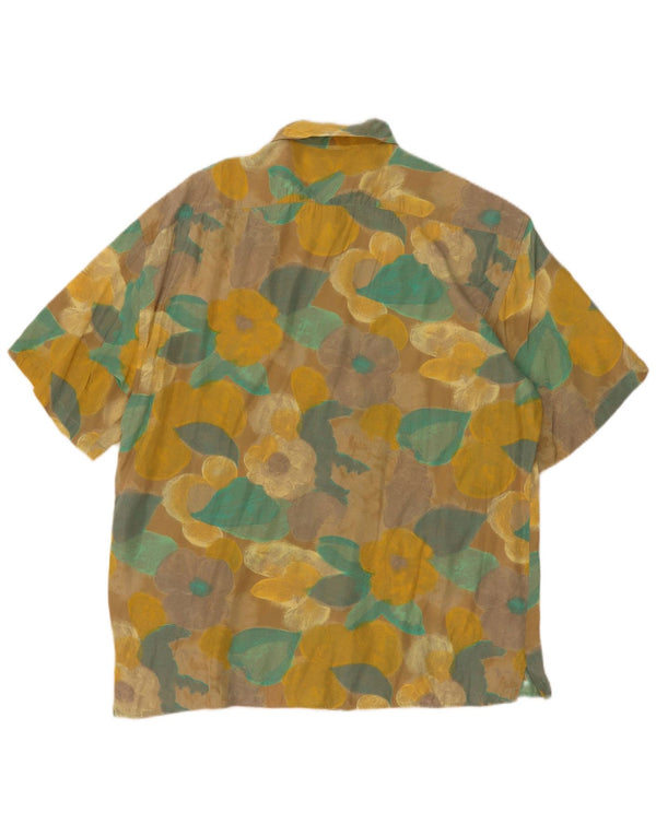 Ciao Chemise à manches courtes pour homme Petit motif floral jaune