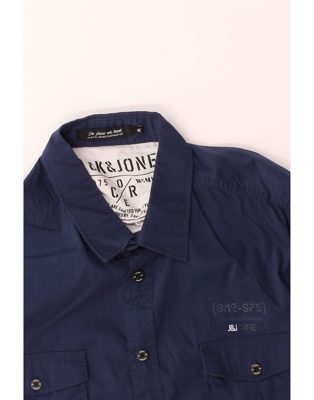JACK & JONES Mens Shirt XL Navy Blue Cotton Vintage Jack & Jones and Second-Hand Jack & Jones from Messina Hembry 
