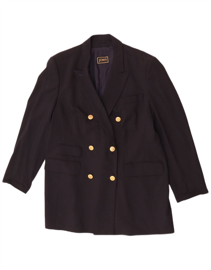 Jobis Dame Longline Double Breasted Blazer Jacket UK 14 Medium Navy Blue