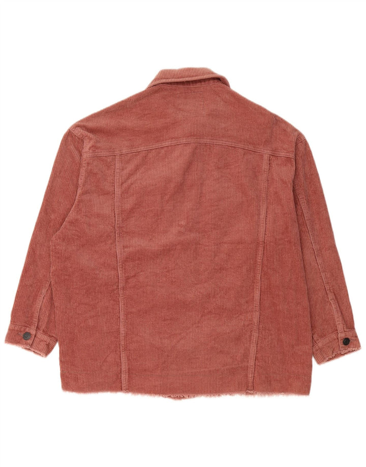 Zara Womens Oversized Corduroy Jacket UK 10 Small Pink Cotton