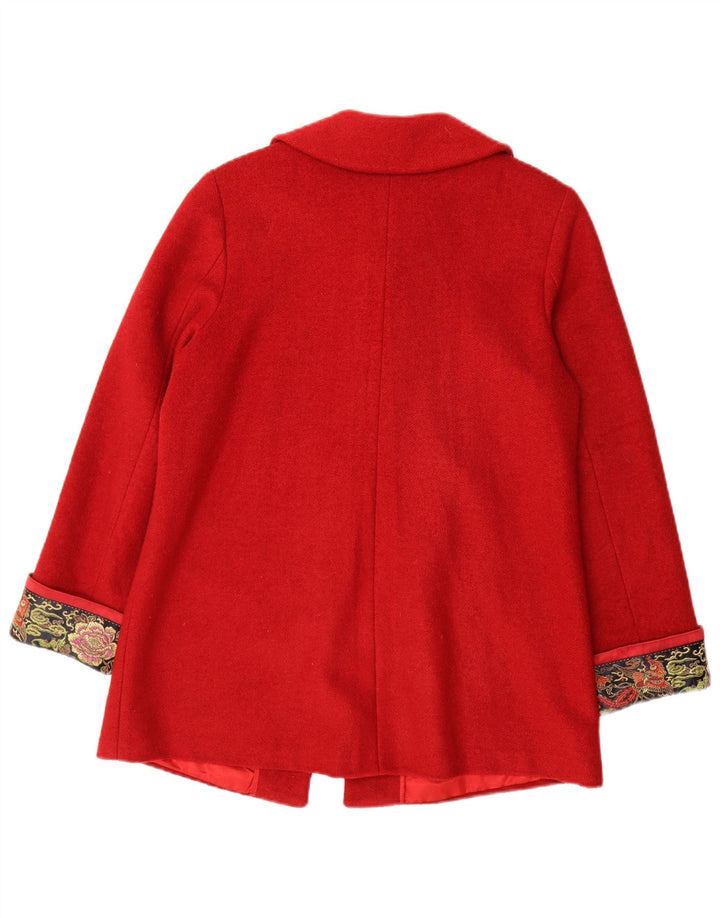 Vintage damski płaszcz UK 14, średni czerwony paisley
