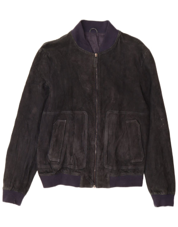 Jeckerson Chaqueta Bomber de Ante para Mujer UK 18 XL Azul Marino