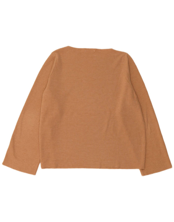 Zara Womens Oversized Top Long Sleeve UK 16 Large Brown Cotton