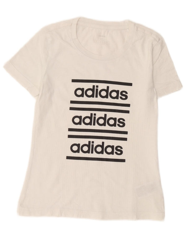 T-shirt grafica da donna Adidas Top UK 4 XS cotone bianco